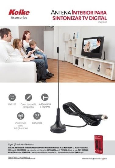 Imagen de ANTENA TV DIGITAL KOLKE KVV-032 - HDTV - BASE METALICA