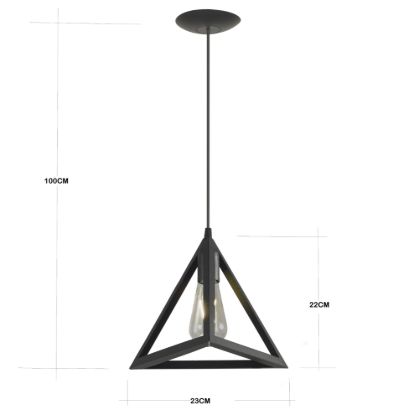 Imagen de COLGANTE 1 LUZ TRIGONO NEGRO METALICO