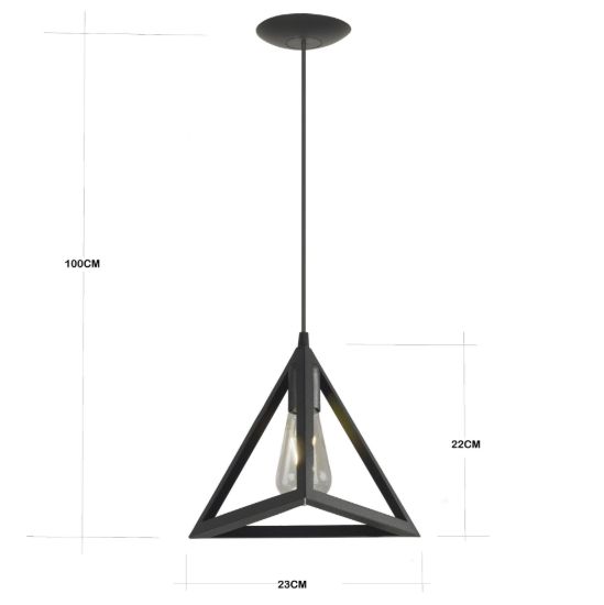 Imagen de COLGANTE 1 LUZ TRIGONO NEGRO METALICO