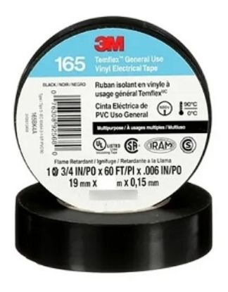 Imagen de CINTA AISLADORA 18M -MARCA 3M TEMFLEX 165 NEGRA.-