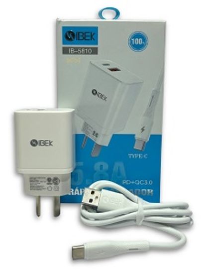 Imagen de CARGADOR CELULAR IBEK 5.8A - TYPO C (5810)