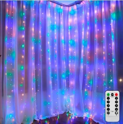 Imagen de CORTINA LUCES LED MULTICOLOR USB CON CONTROL 3×2 MTS