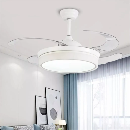 Imagen de VENTILADOR DE TECHO 4 PALAS RETRACTIL BLANCO CON LUZ LED -EMBASSY