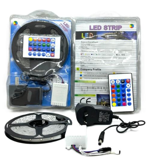 Imagen de CINTA LED EXTERIOR RGB DE 5050 SECUENCIADAS MULTICOLOR C/ CONTROL Y FUENTE