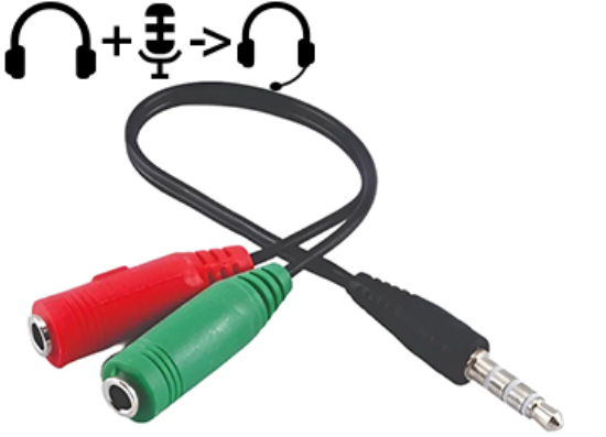 Imagen de ADAPTADOR PLUG 3,5MM A 2 JACK 3,5MM AURICULAR + MICROFONO COMPATIBLE PS4