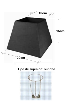 Imagen de PANTALLA CUADRADA PEGADA 10X20X15  NEGRA C/SUNCHO